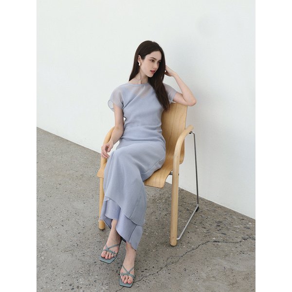 See-through sleeveless dress - BLUE