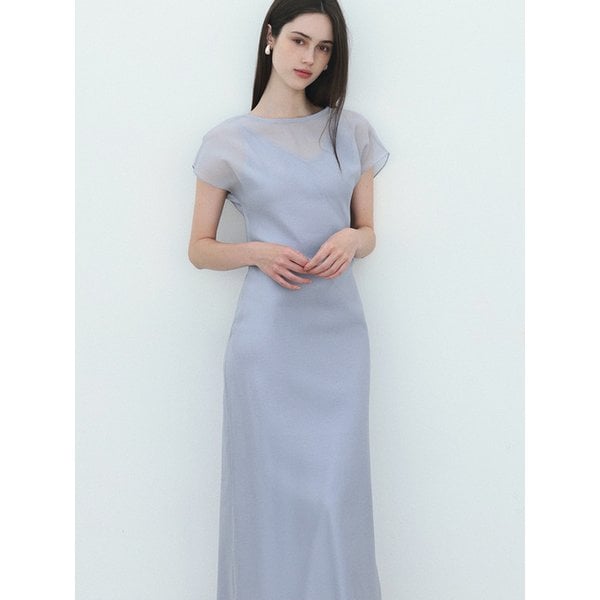 See-through sleeveless dress - BLUE