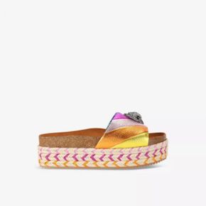 5464548 KURT GEIGER LONDON Kensington eagle-embellished leather flatform sandals