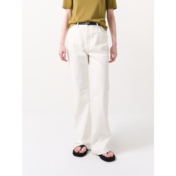세미 부츠컷 클래식 데님 팬츠-화이트