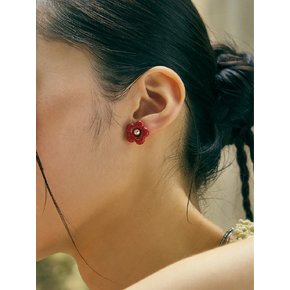 Ceramic Flower Earring (Red)