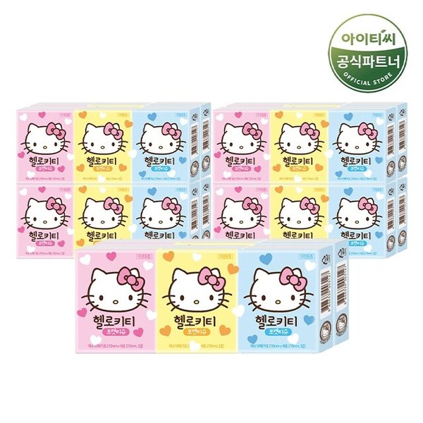 헬로키티 휴대용 포켓티슈 (3겹 10매 6개 X 5팩) 총30개