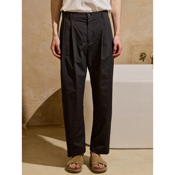Relaxed Double Pleated Wide Pants Deep Charcoal