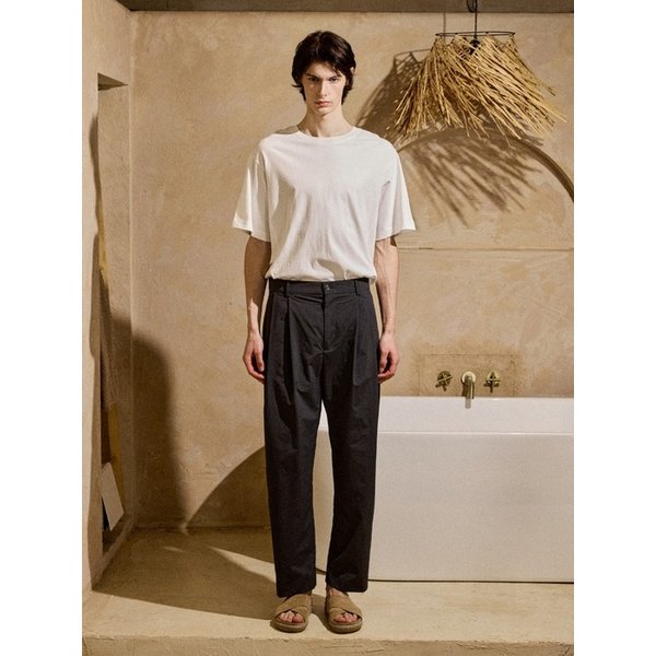 Relaxed Double Pleated Wide Pants Deep Charcoal