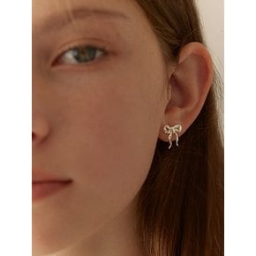 [연말 스페셜 6mm+10mm 진주귀걸이 증정][925 silver] Wavy ribbon earring