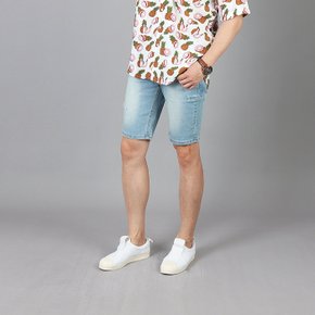 WOM2812 남성 빅사이즈 연청 사이드 컷팅 데님 반바지