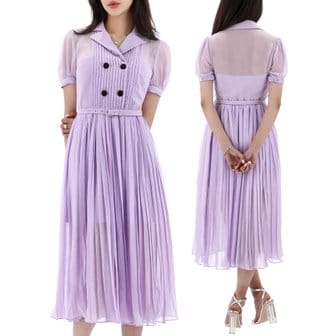 셀프포트레이트 국내배송 23FW 셀프포트레이트 라일락 쉬폰 미디 원피스 PF23077ML PURPLE