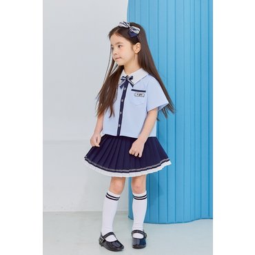 티파니 블루 배색카라 BL/NY 배색 주름 SK세트(T52KAB040/T52KAS020)
