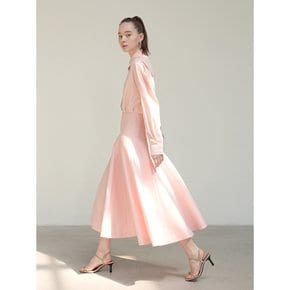 Mikado Silk A-Line Midi Skirt Pink