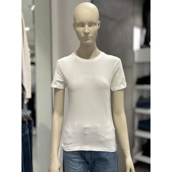 Calvin Klein Jeans [여주점] CKJ 캘빈클라인진 여성 기본로고 슬림핏 반팔 티셔츠(J213892-YAF)