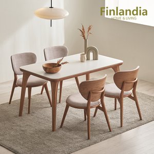 핀란디아 로이스 포세린 세라믹 애쉬원목 4인 식탁세트(의자4)