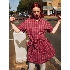 Tartan Low Waist Shirts One-piece_red