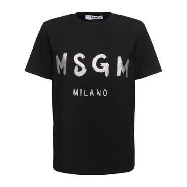 MSGM 24 FW 엠에스지엠 여성 코튼 니트 저지 로고 티셔츠 80I M64061 TP715540167