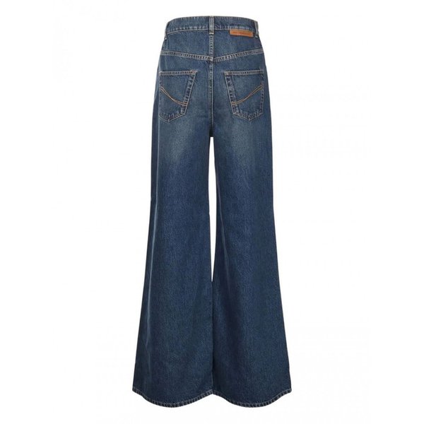 스텔라 맥카트니 여성 데님 DARK BLUE 와이드 하이 웨이스트 레그 6D02 548028