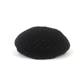 Wave Black Knit Beret 베레모