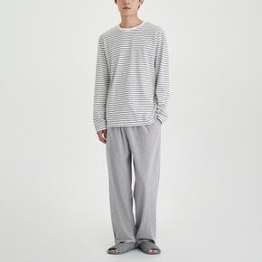 남 스마트 코튼 라운드넥 긴팔 라운지 티셔츠(OFF WHITE / DARK KHAKI / DARK NAVY)