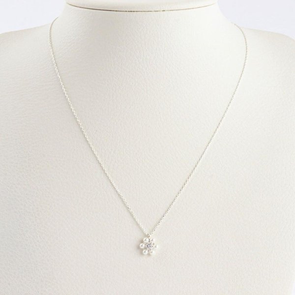 [옷자락] 여자 꽃모양 진주 큐빅 펜던트 패션 목걸이