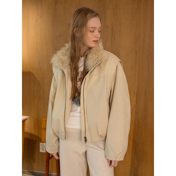 DD_Fur collar slim-fit short coat_3color