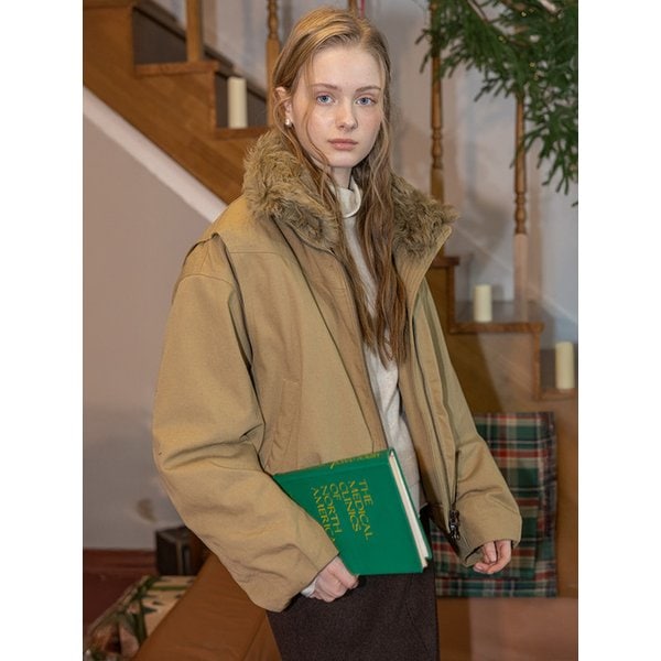 DD_Fur collar slim-fit short coat_3color