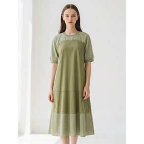 체크 배색 원피스 VOCOA4M5326_P419425023