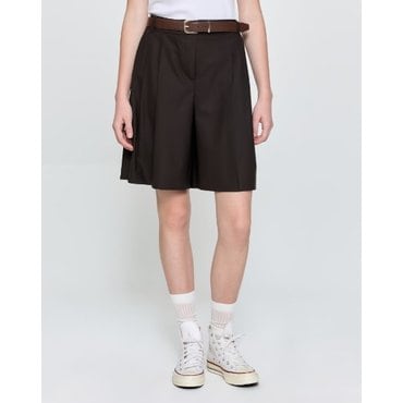 헤지스레이디스 [25FW][SUMMER WOOL] 울 블렌드 버뮤다 팬츠 브라운 (HSPA5D811)