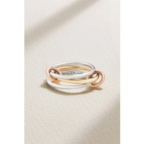 Solarium Set Of Three 18-karat Yellow And Rose Gold And Sterling Silver Rings 골드