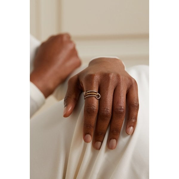 Solarium Set Of Three 18-karat Yellow And Rose Gold And Sterling Silver Rings 골드