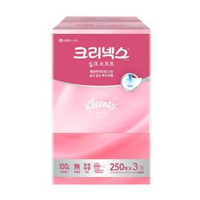 실크소프트 미용티슈 각티슈 250매 x3입