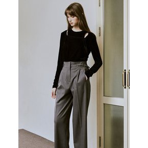 Wool Blend Highwaist pintuck pants