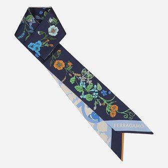 페라가모 [시흥점] 6S 321241 789908 페가수스 프린트 방도 스카프 네이비 블루 카멜