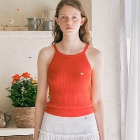 LOGO HALTER NECK KNIT SLEEVELESS RED