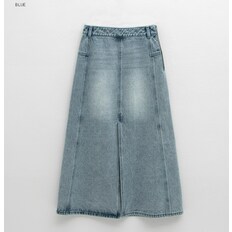 (SK-4910)CITY SLIT MAXI DENIM SKIRT