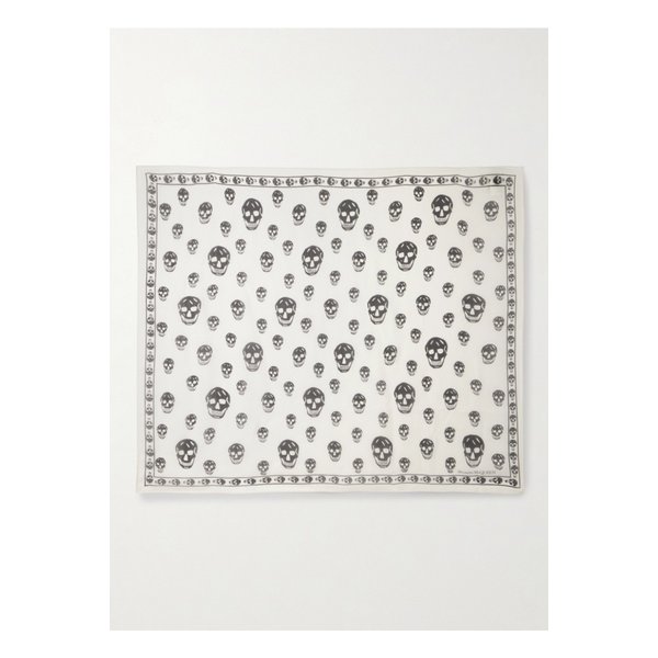 스컬 모티프 실크 시폰 스카프 46376663162992475