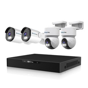 글로벌아이넷 로보뷰NVR 8채널 AI CCTV POE 녹화기 4K UHD+IP카메라 N5 2대+A7 2대
