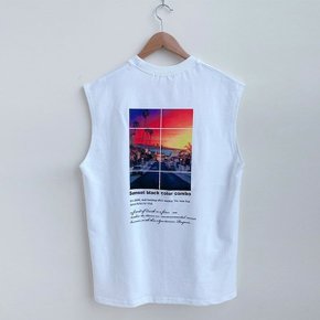 남자 선셋 라운드 민소매 티셔츠 RB-TS5-Q033-옐로우