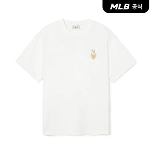 MLB [코리아공식]하트 스몰로고 오버핏 반팔 티셔츠 NY (Ivory)
