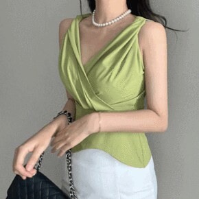 앵커 숄더 꼬임 랩 브이넥 여름 블라우스  3COLOR _P367738145