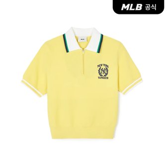 MLB [코리아공식]여성 스포티브 바시티 반집업 반팔니트 NY (L.Yellow)