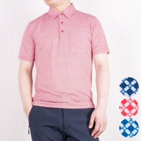 남성 아가일 다이아 패턴 골프 여름 스판 반팔 카라티 네이비블루레드/95~110 빅사이즈/아이스/국내생산