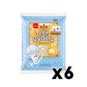 쿠키런 순수한 우유미니슈 띠부씰랜덤 베이커리빵 120g x 6개