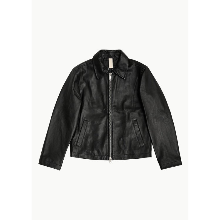 선플라워 SUNFLOWER SHORT LEATHER JACKET IN BLACK
