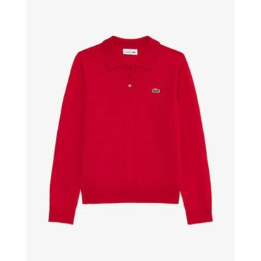 라코스테 25FW 여성 베이직 긴팔 스웨터 폴로 AF793E-55N240(레드)