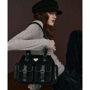 레더리 멀티 포켓 스웨이드 숄더백 [BLACK]