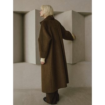 레프트서울 캐시미어 핸드메이드 하이넥 롱 코트 [브라운]