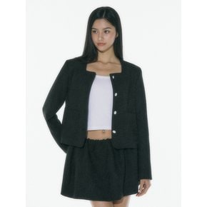 CLASSY ROSE TWEED JACKET - BLACK