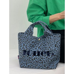 Small tote bag . Leopard  skyblue