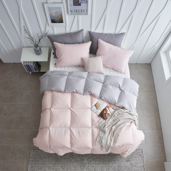 [신제품 출시] 초겨울용 80수 고밀도 워싱 토숀레이스 일체형 시베리아 구스95% 차렵이불 -  퀸800g