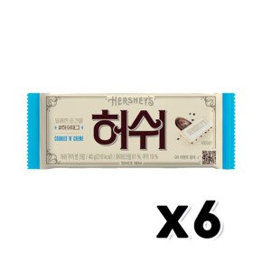 허쉬 쿠키앤크림 레귤러바 초콜릿간식 40g x 6개