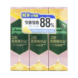 제이큐 메디안 프로폴리스향 홀패밀리 치약 프레쉬피치 그린 100g 3입