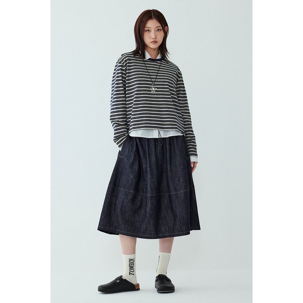 [리오더] 스트라이프 크롭 긴팔티셔츠 9175322976158